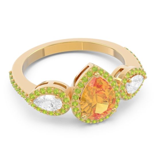 Halo Three Stone Pear Shape Varsana Ring