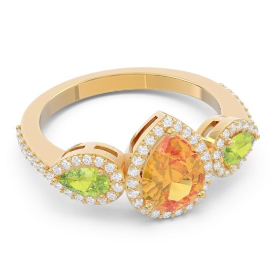 Halo Three Stone Pear Shape Varsana Ring