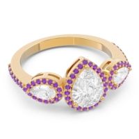 Halo Three Stone Pear Shape Varsana Ring
