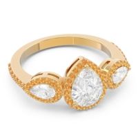 Halo Three Stone Pear Shape Varsana Ring