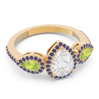 Halo Three Stone Pear Shape Varsana Ring