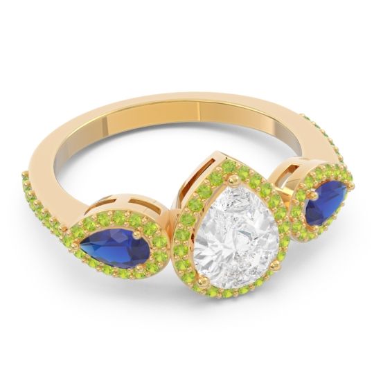 Halo Three Stone Pear Shape Varsana Ring