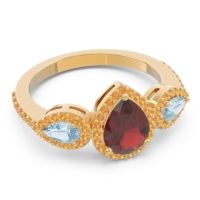 Halo Three Stone Pear Shape Varsana Ring