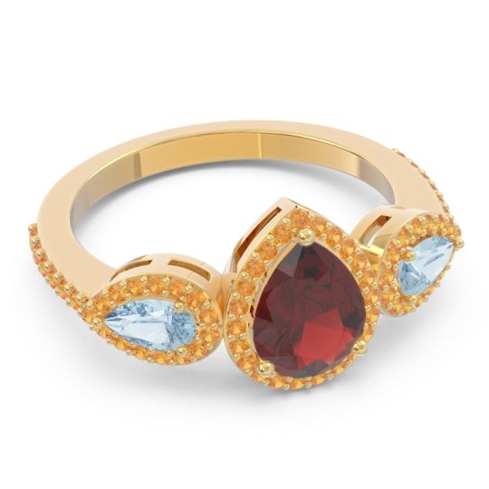 Halo Three Stone Pear Shape Varsana Ring