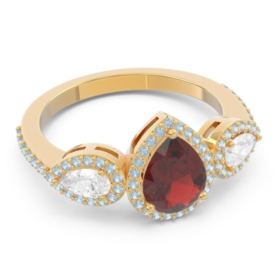 Halo Three Stone Pear Shape Varsana Ring