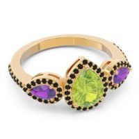 Halo Three Stone Pear Shape Varsana Ring
