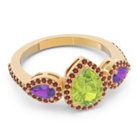 Halo Three Stone Pear Shape Varsana Ring