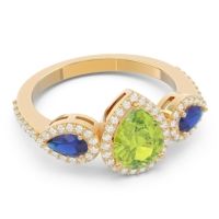 Halo Three Stone Pear Shape Varsana Ring