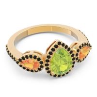 Halo Three Stone Pear Shape Varsana Ring