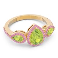 Halo Three Stone Pear Shape Varsana Ring
