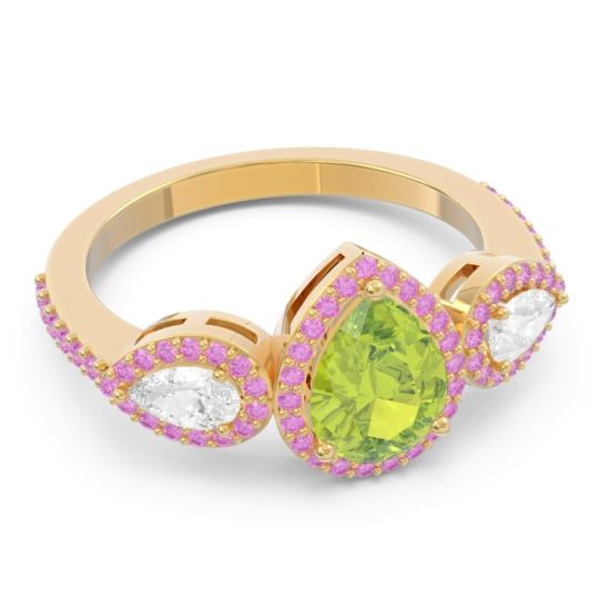Halo Three Stone Pear Shape Varsana Ring