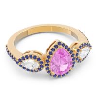 Halo Three Stone Pear Shape Varsana Ring