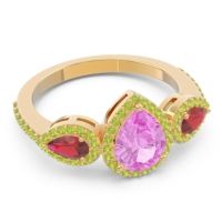 Halo Three Stone Pear Shape Varsana Ring