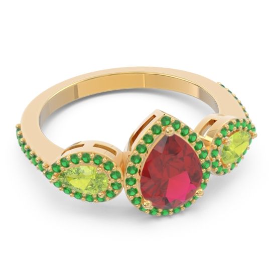 Halo Three Stone Pear Shape Varsana Ring