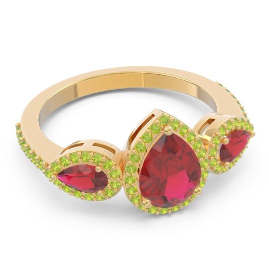 Halo Three Stone Pear Shape Varsana Ring