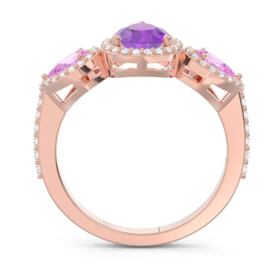 Halo Three Stone Pear Shape Varsana Ring