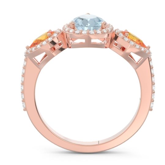 Halo Three Stone Pear Shape Varsana Ring
