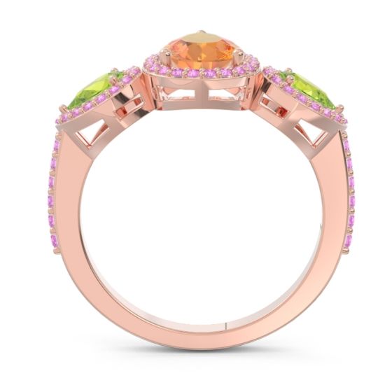 Halo Three Stone Pear Shape Varsana Ring