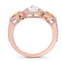 Halo Three Stone Pear Shape Varsana Ring
