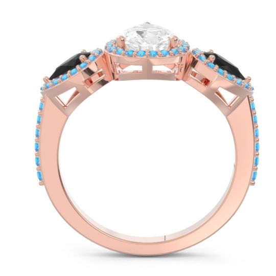 Halo Three Stone Pear Shape Varsana Ring