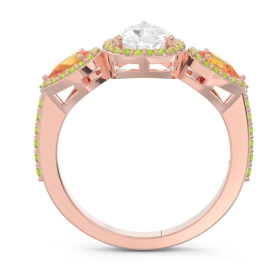 Halo Three Stone Pear Shape Varsana Ring
