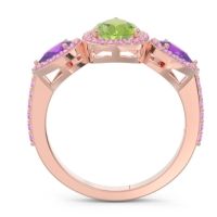 Halo Three Stone Pear Shape Varsana Ring