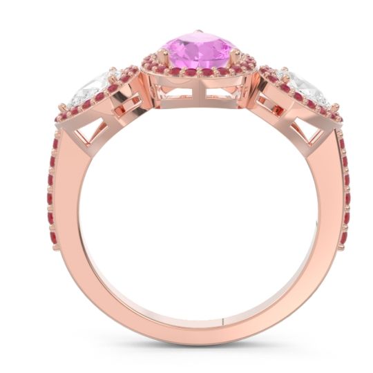 Halo Three Stone Pear Shape Varsana Ring