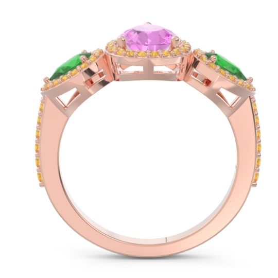 Halo Three Stone Pear Shape Varsana Ring