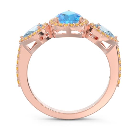 Halo Three Stone Pear Shape Varsana Ring