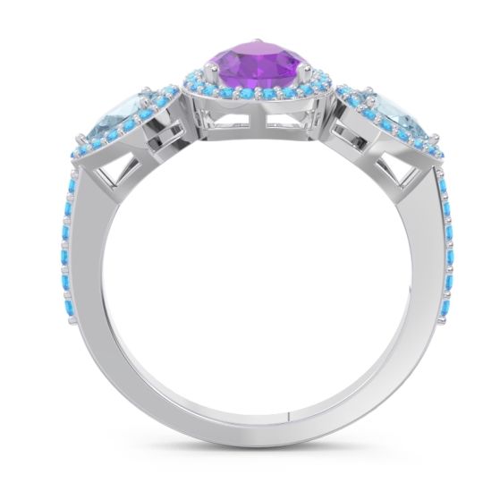 Halo Three Stone Pear Shape Varsana Ring