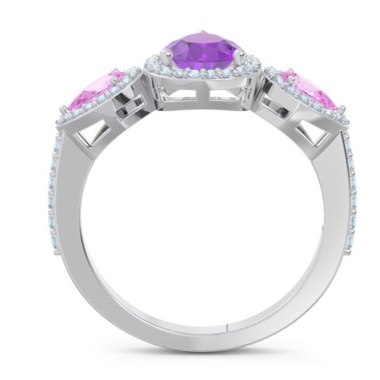 Halo Three Stone Pear Shape Varsana Ring