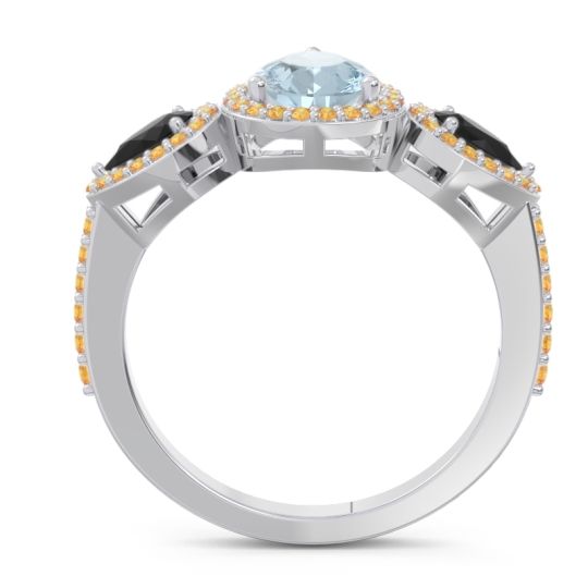 Halo Three Stone Pear Shape Varsana Ring
