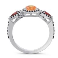 Halo Three Stone Pear Shape Varsana Ring