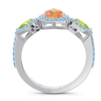 Halo Three Stone Pear Shape Varsana Ring