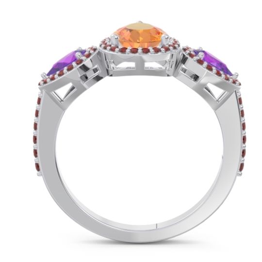 Halo Three Stone Pear Shape Varsana Ring