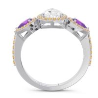 Halo Three Stone Pear Shape Varsana Ring
