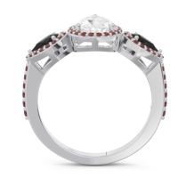 Halo Three Stone Pear Shape Varsana Ring