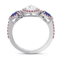 Halo Three Stone Pear Shape Varsana Ring