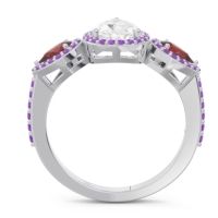 Halo Three Stone Pear Shape Varsana Ring