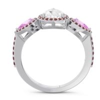 Halo Three Stone Pear Shape Varsana Ring