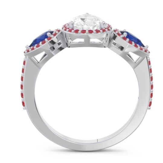 Halo Three Stone Pear Shape Varsana Ring