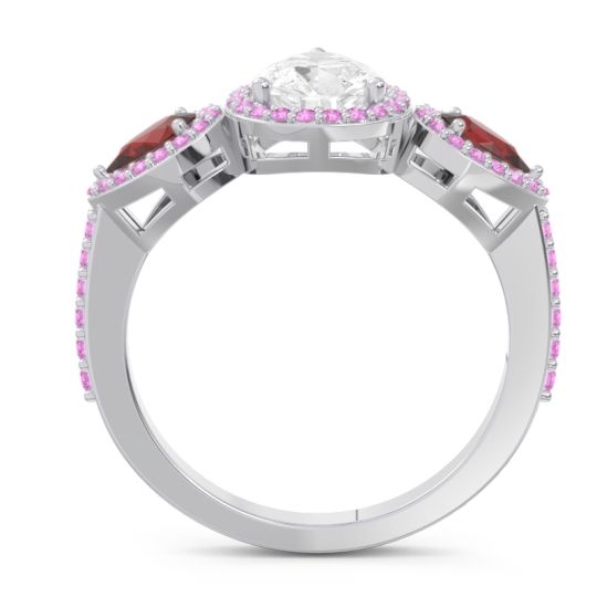 Halo Three Stone Pear Shape Varsana Ring