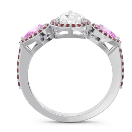 Halo Three Stone Pear Shape Varsana Ring