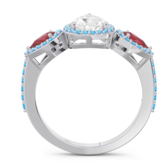 Halo Three Stone Pear Shape Varsana Ring