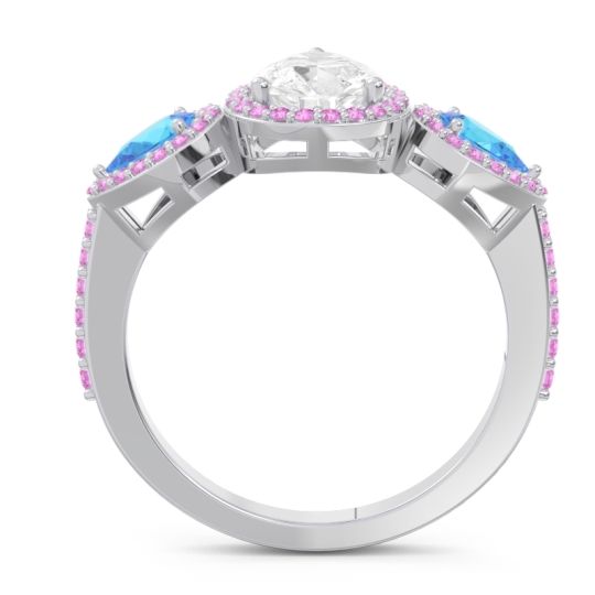 Halo Three Stone Pear Shape Varsana Ring
