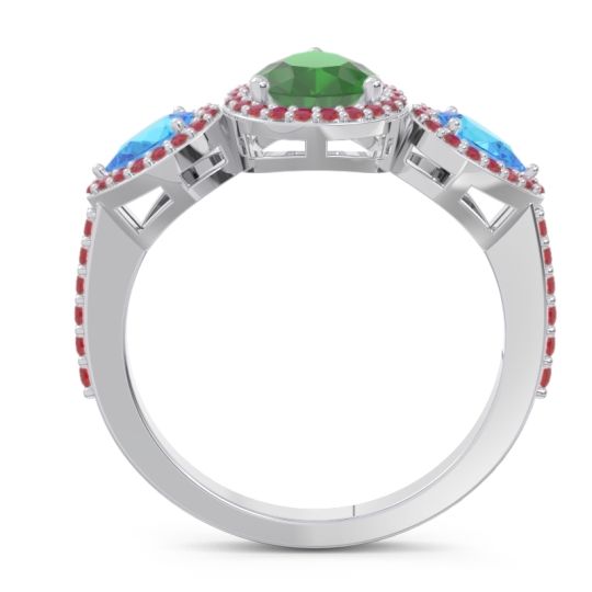 Halo Three Stone Pear Shape Varsana Ring