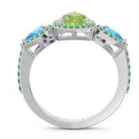 Halo Three Stone Pear Shape Varsana Ring