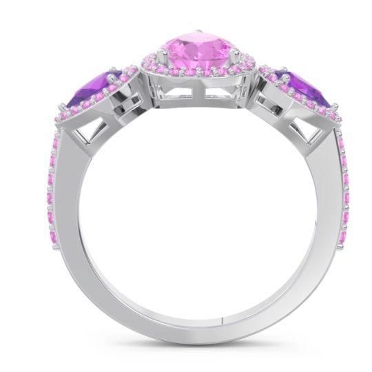Halo Three Stone Pear Shape Varsana Ring