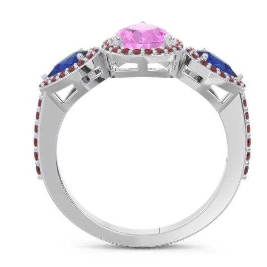 Halo Three Stone Pear Shape Varsana Ring