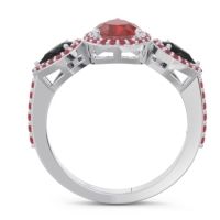 Halo Three Stone Pear Shape Varsana Ring